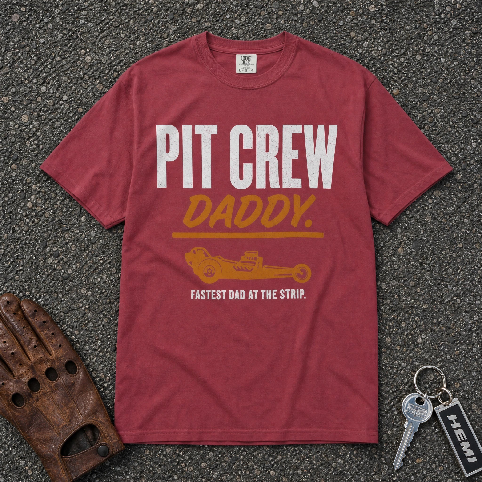 chili pit crew daddy drag racing comfort colors tee — vintage dragster graphic shirt