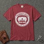 chili thunder road speed shop graphic tshirt - vintage muscle car logo comfort colors tee