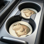 Chubby Frog Illustration Car Coasters Set - Road Muse