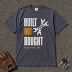 navy built not bought tshirt — crossed wrench sweat steel soul comfort colors garage tee