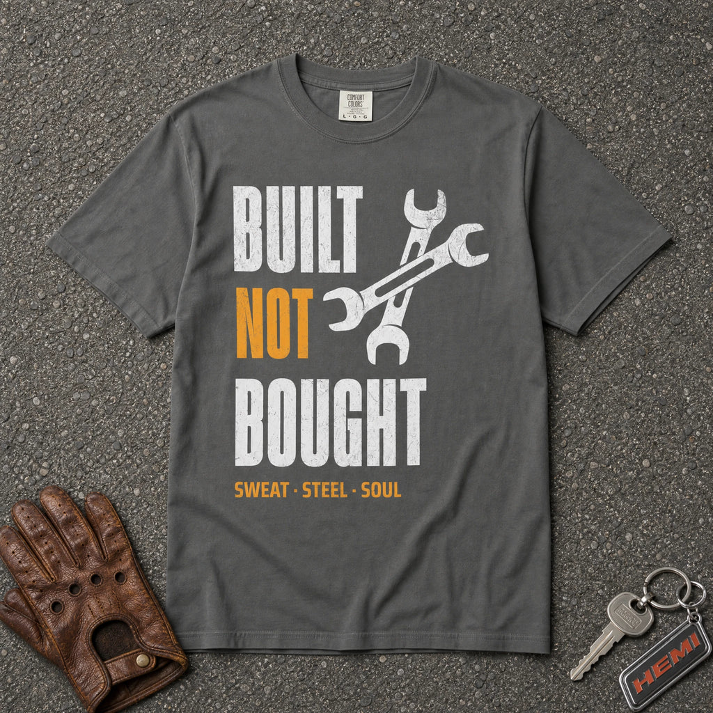 pepper built not bought sweat steel soul tshirt — crossed wrench comfort colors garage tee