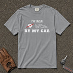 i'm taken by my car racing comfort colors shirt - car silhouette crossed heart tee