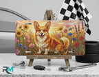 Corgi in Wildflower Field Vanity Plate - Road Muse