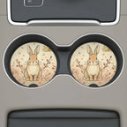 Cute Bunny Floral Car Coasters Set - Road Muse