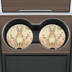 Cute Bunny Floral Car Coasters Set - Road Muse