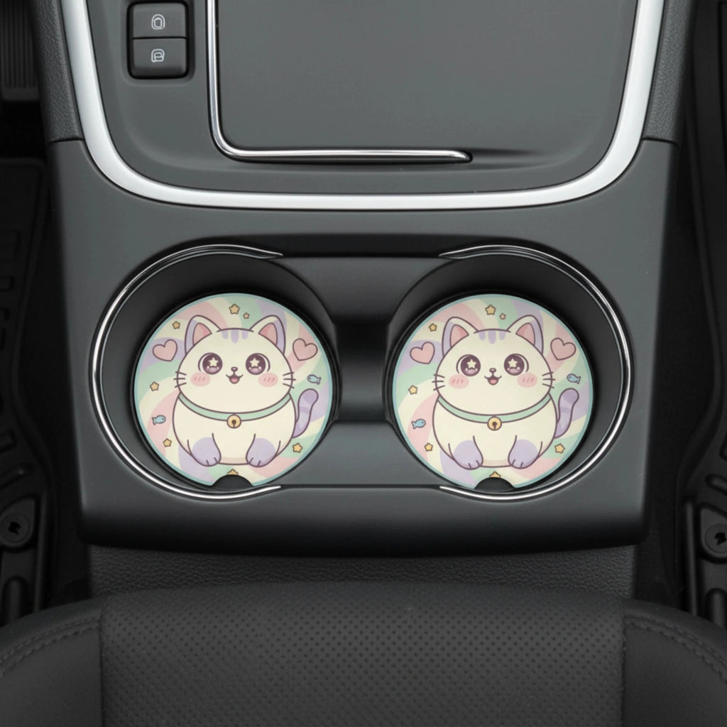 Cute Cat Car Coasters Set - Road Muse