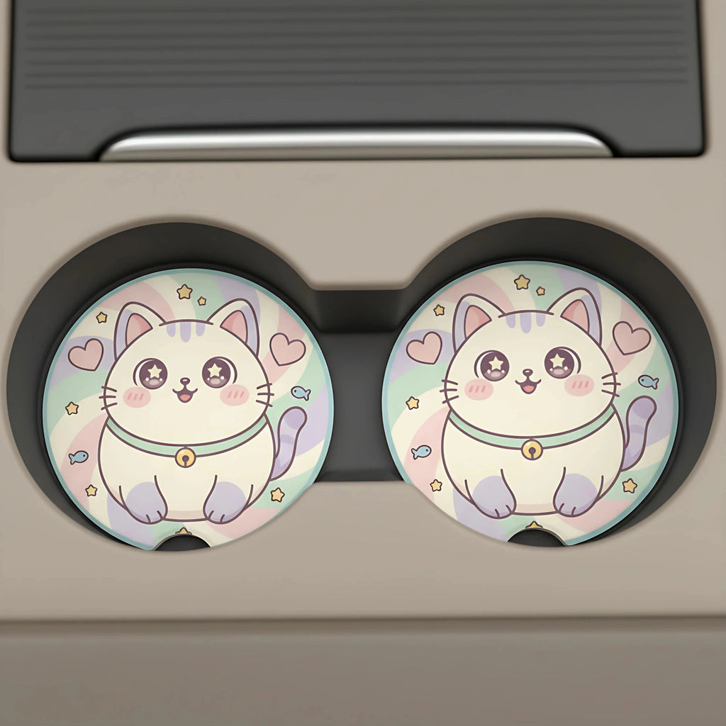Cute Cat Car Coasters Set - Road Muse