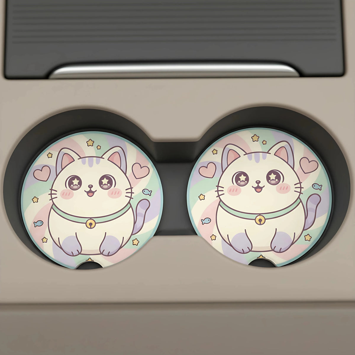 Cute Cat Car Coasters Set - Road Muse