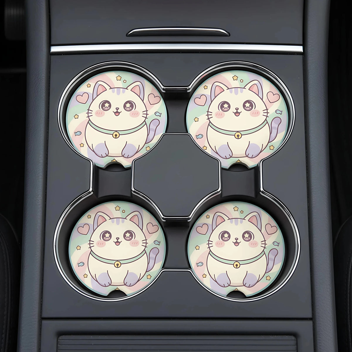 Cute Cat Car Coasters Set - Road Muse
