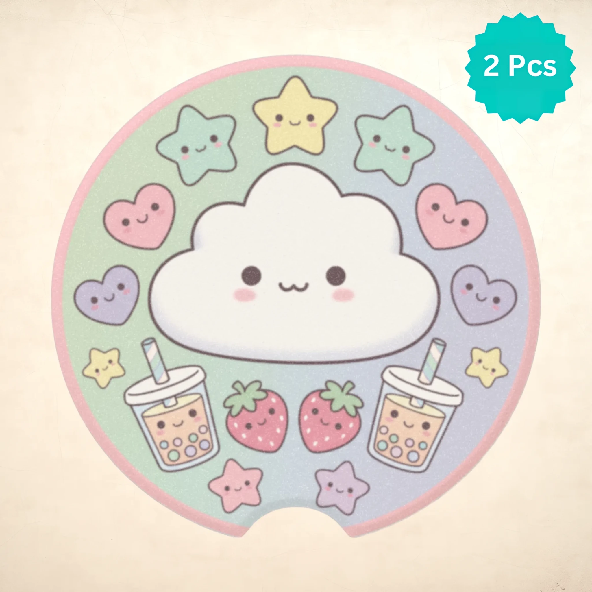 Cute Cloud Kawaii Car Coasters Set - Road Muse