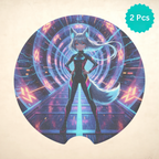 Cyberpunk Foxgirl Car Coasters Set - Road Muse
