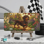 Dachshund Garden Scene Vanity Plate - Road Muse