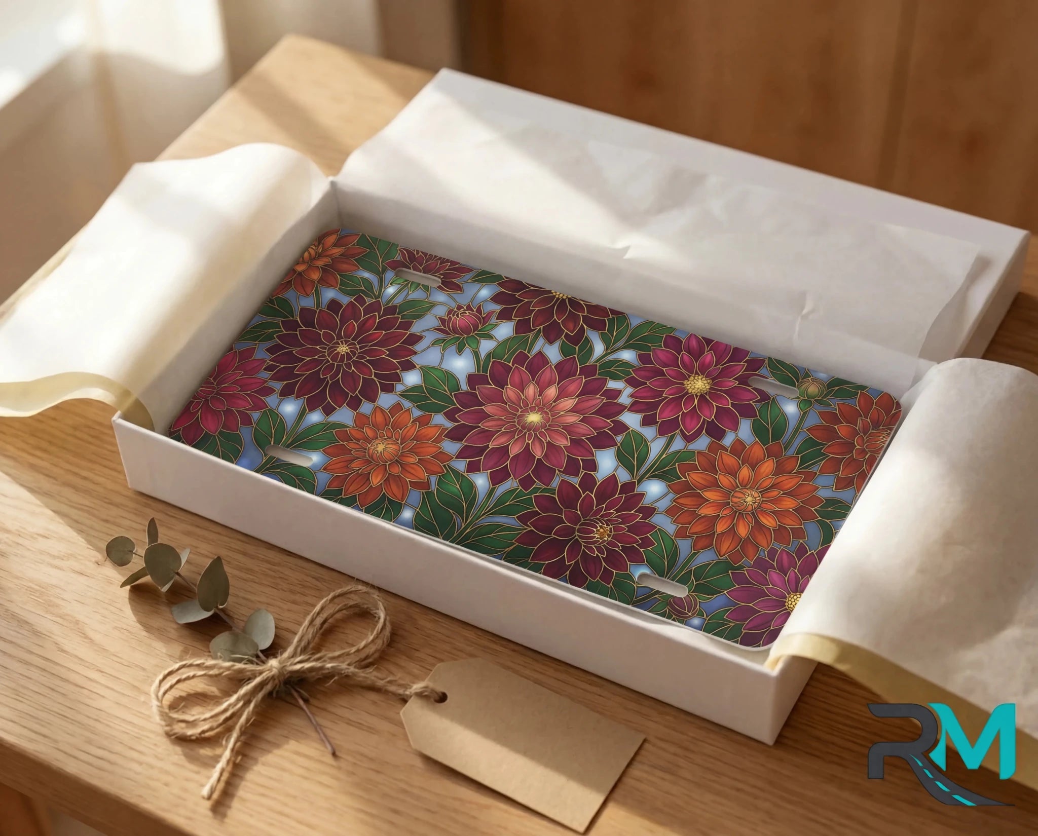 Dahlia Colorful Garden Vanity Plate - Road Muse