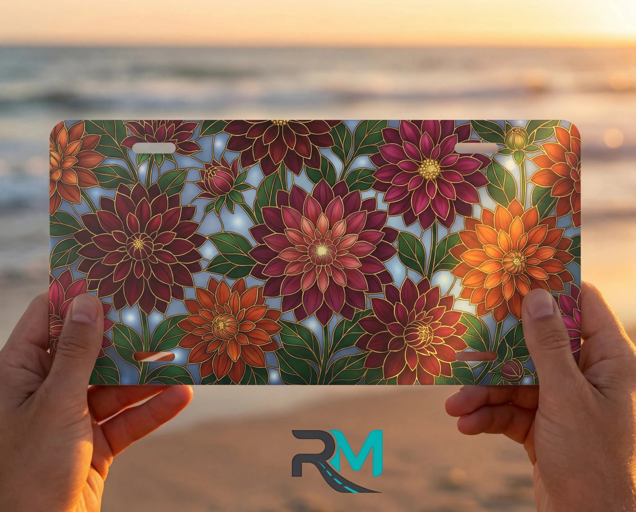 Dahlia Colorful Garden Vanity Plate - Road Muse