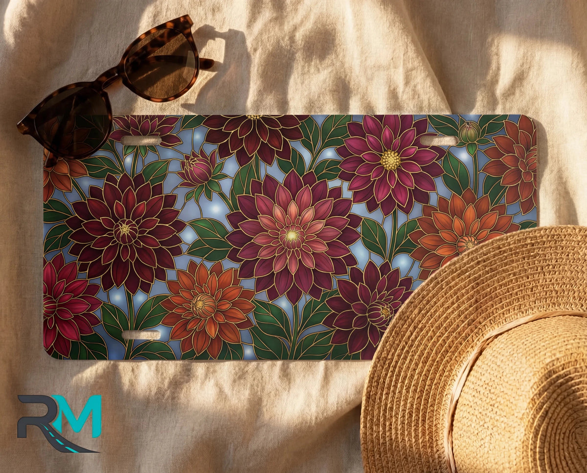 Dahlia Colorful Garden Vanity Plate - Road Muse