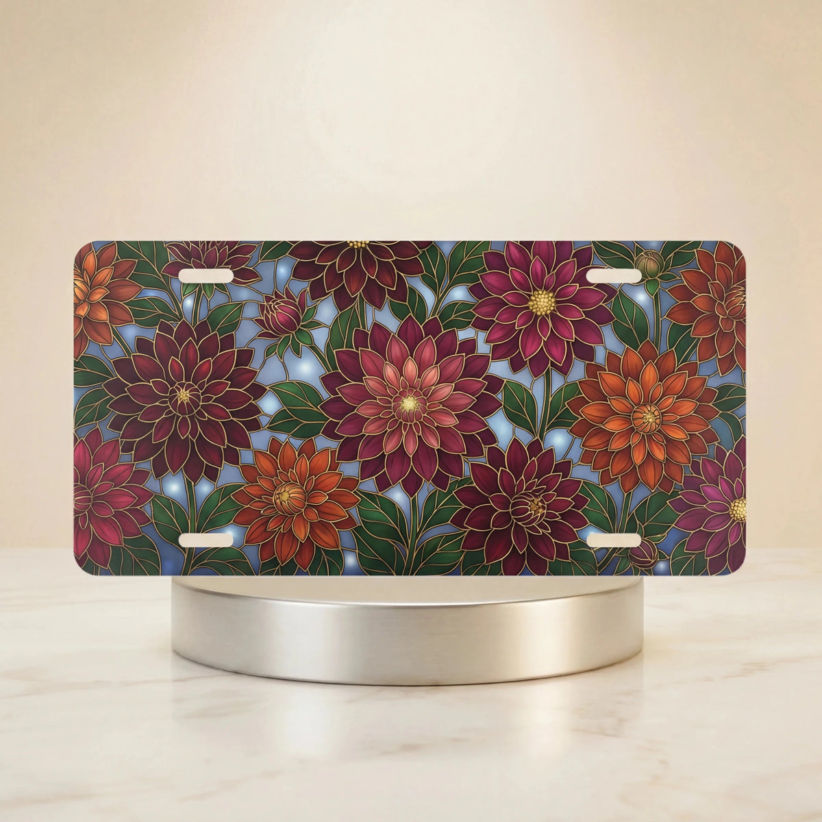 Dahlia Colorful Garden Vanity Plate - Road Muse