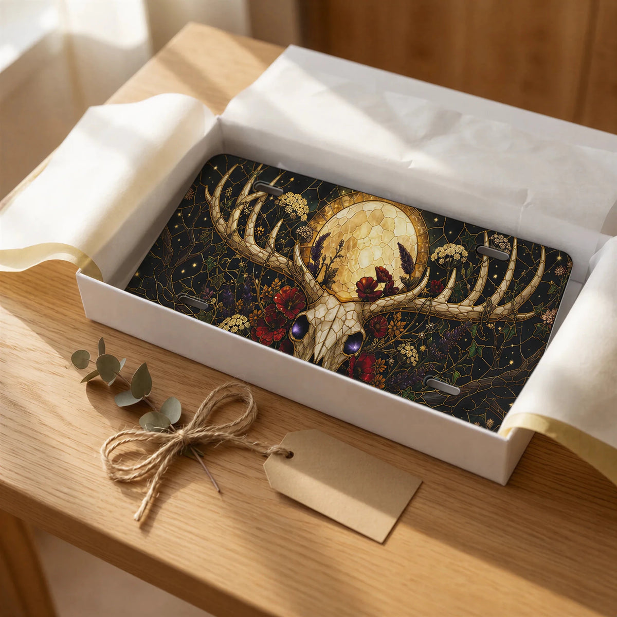 Deer Skull Moon Floral Vanity Plate - Road Muse
