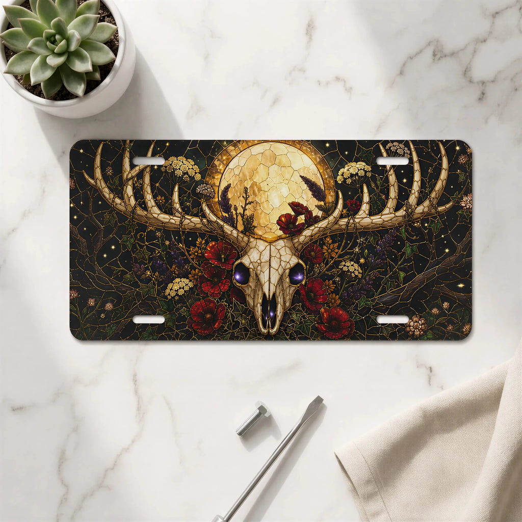 Deer Skull Moon Floral Vanity Plate - Road Muse