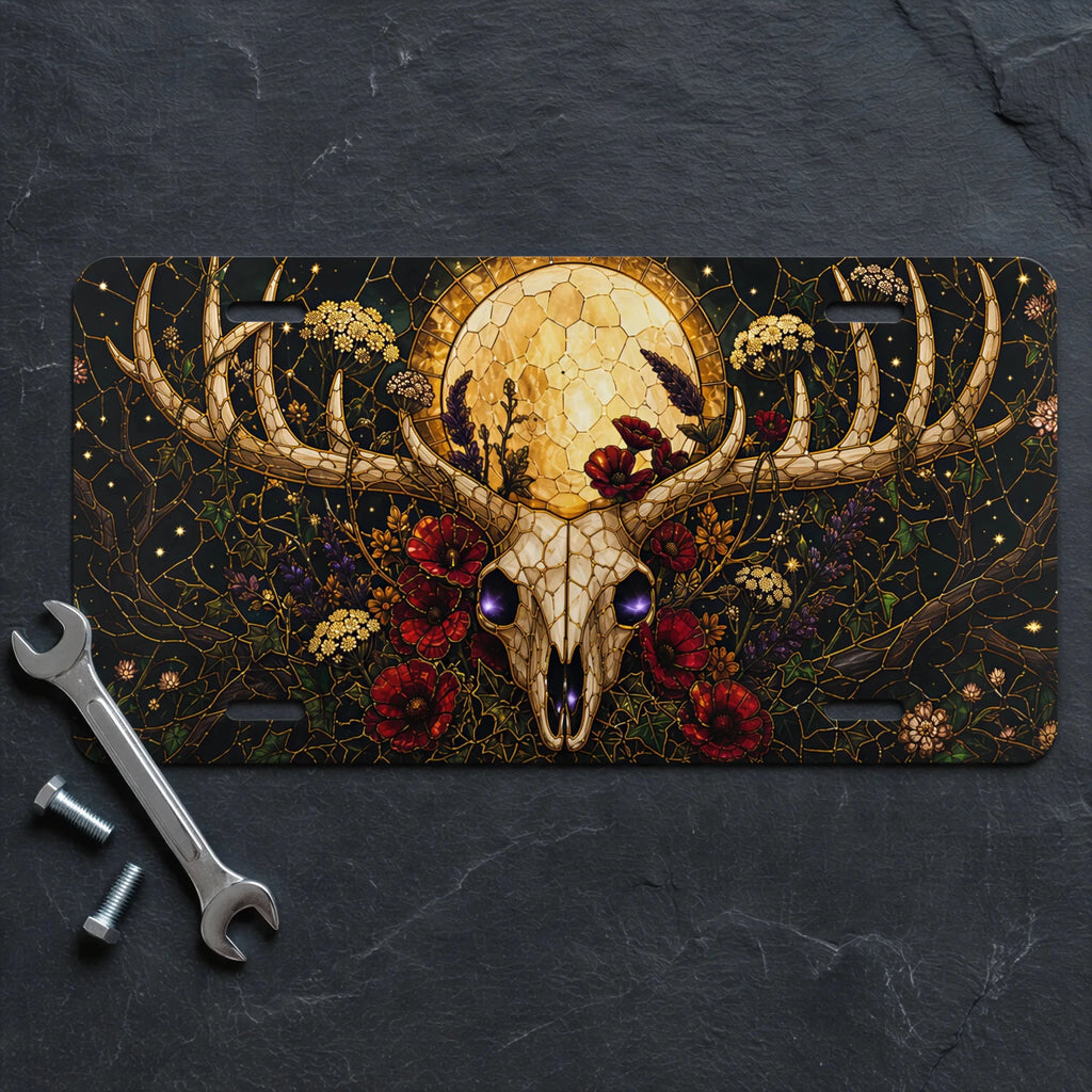 Deer Skull Moon Floral Vanity Plate - Road Muse