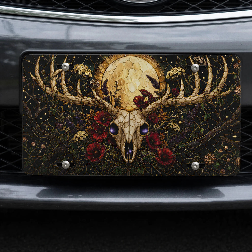 Deer Skull Moon Floral Vanity Plate - Road Muse