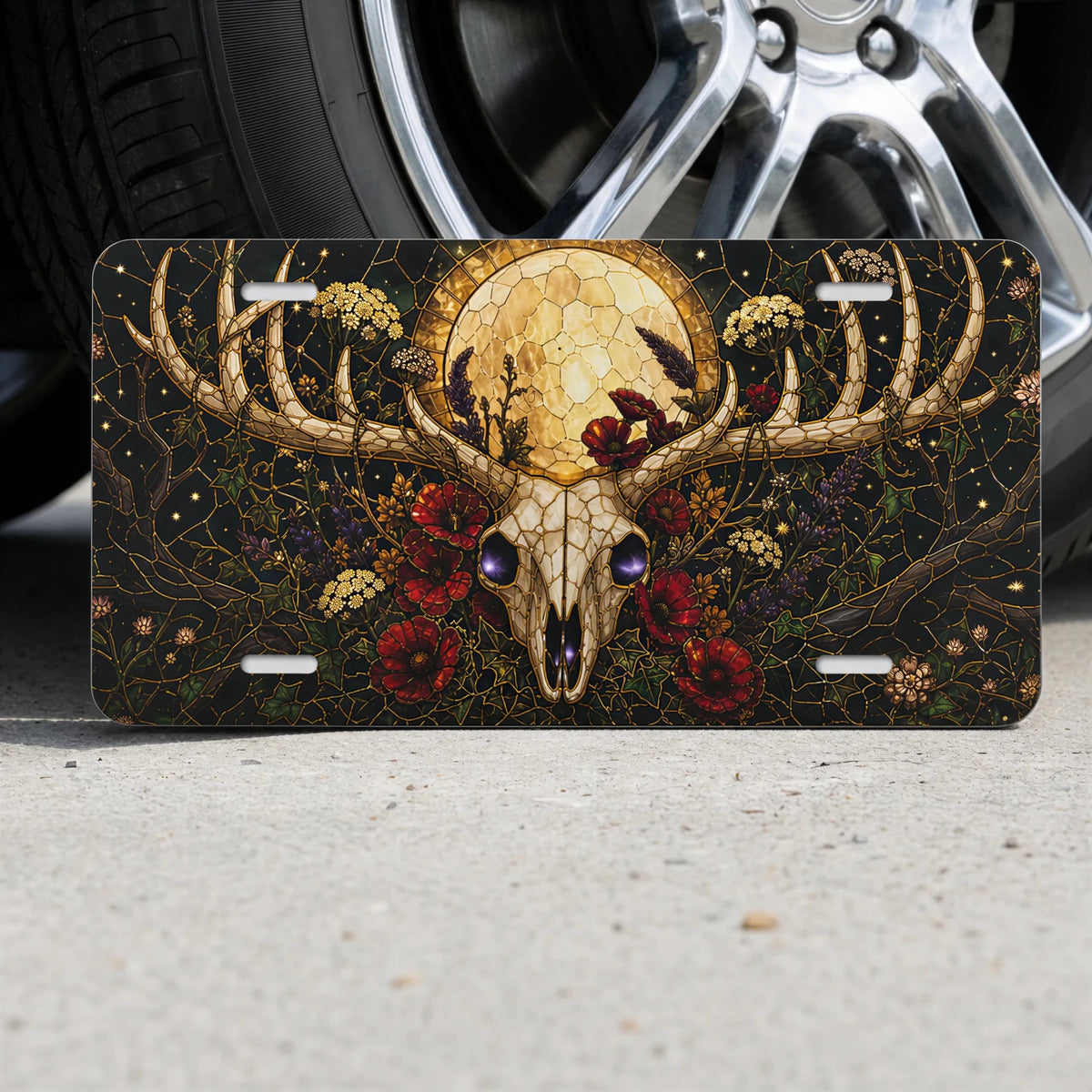 Deer Skull Moon Floral Vanity Plate - Road Muse
