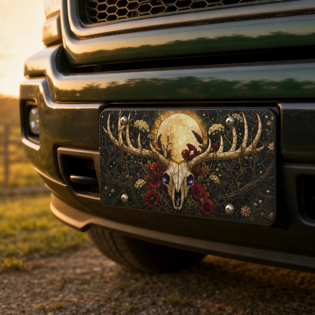 Deer Skull Moon Floral Vanity Plate - Road Muse