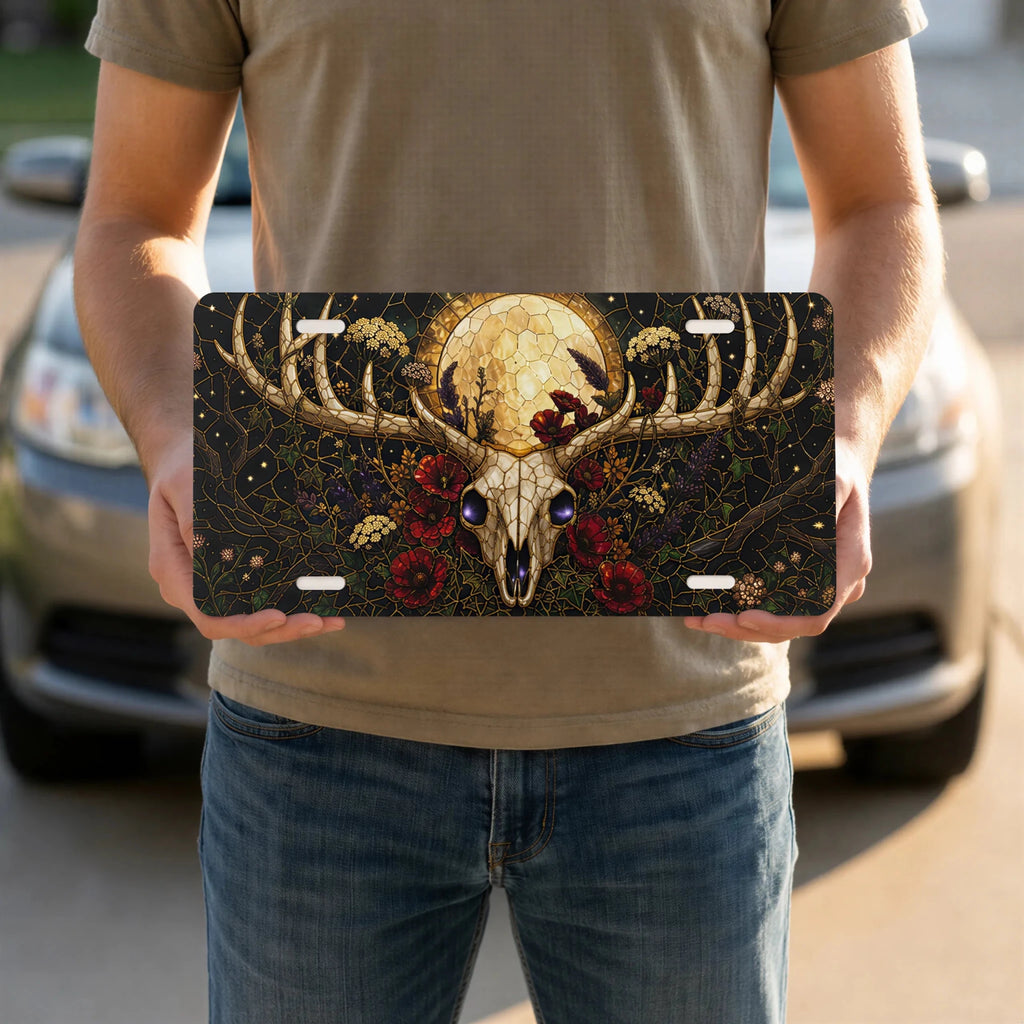 Deer Skull Moon Floral Vanity Plate - Road Muse