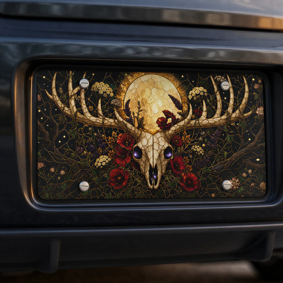 Deer Skull Moon Floral Vanity Plate - Road Muse
