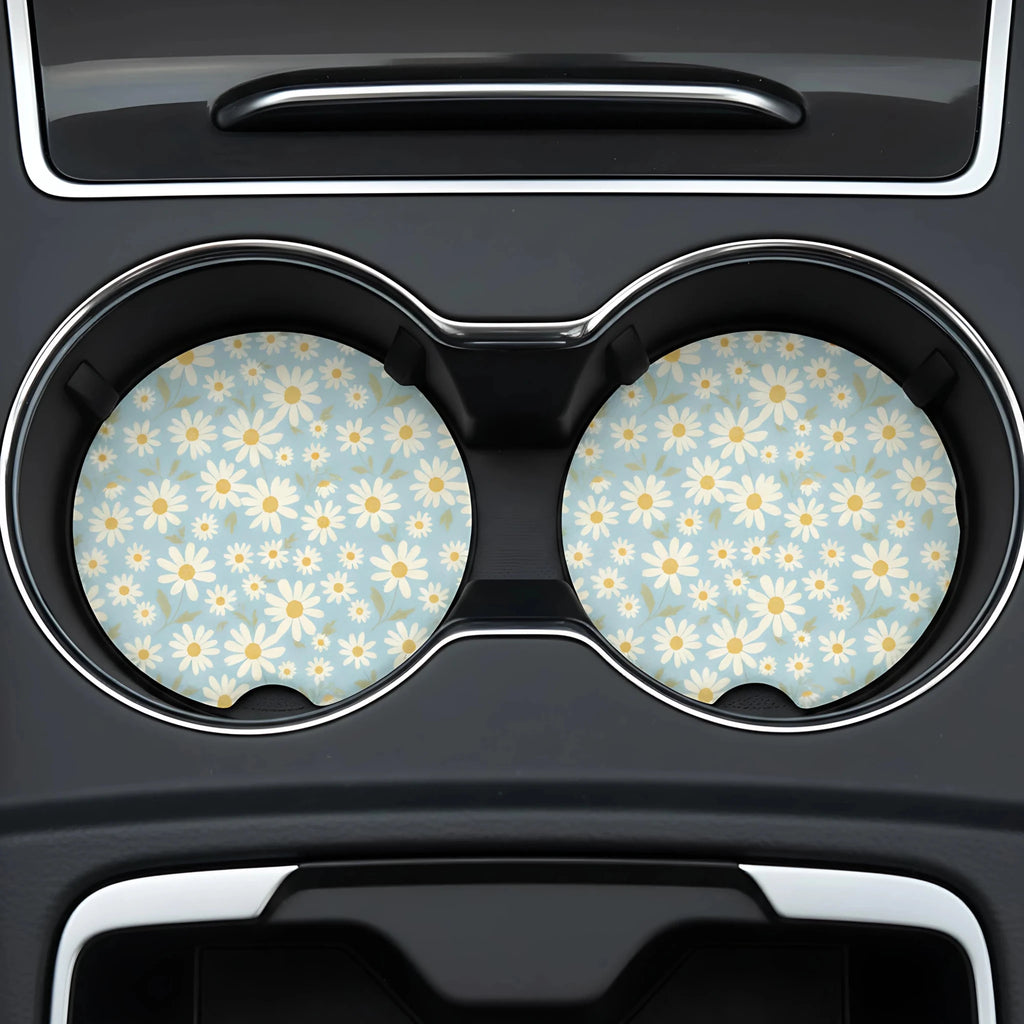 Delicate Daisy Car Coasters Set - Road Muse