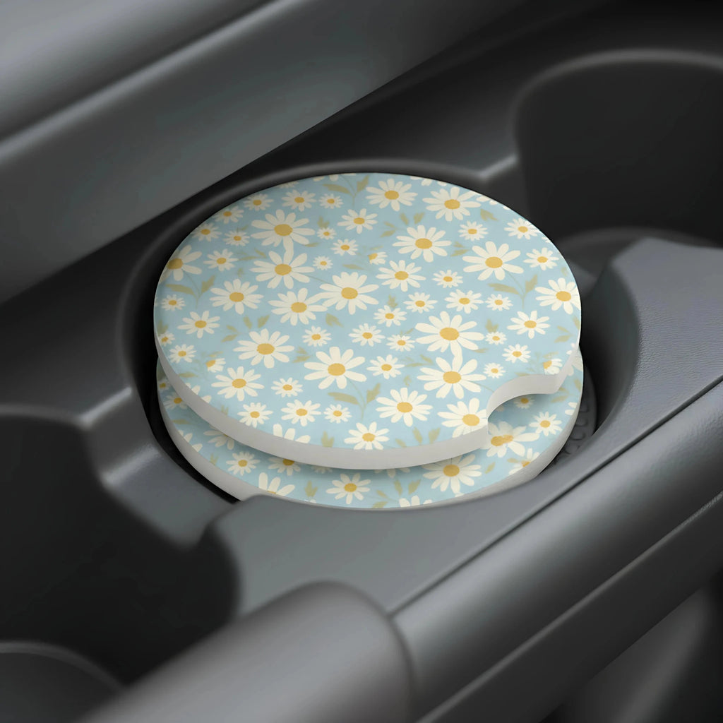 Delicate Daisy Car Coasters Set - Road Muse