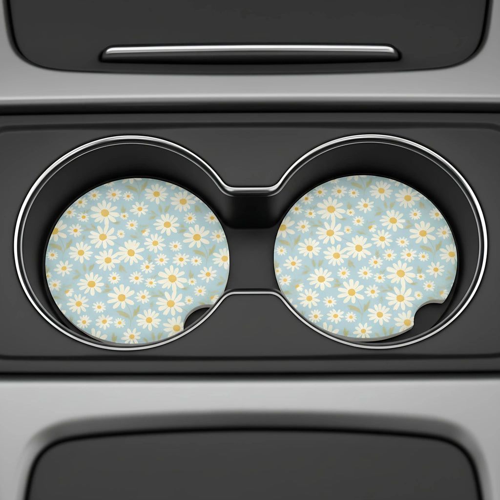 Delicate Daisy Car Coasters Set - Road Muse