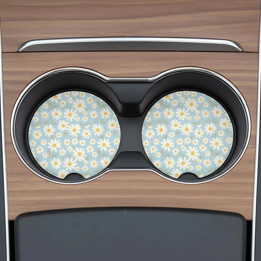 Delicate Daisy Car Coasters Set - Road Muse