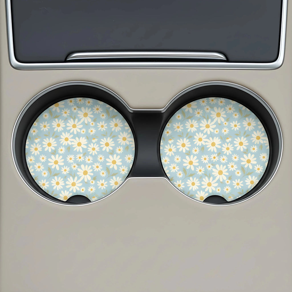 Delicate Daisy Car Coasters Set - Road Muse