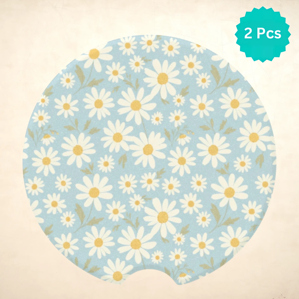 Delicate Daisy Car Coasters Set - Road Muse