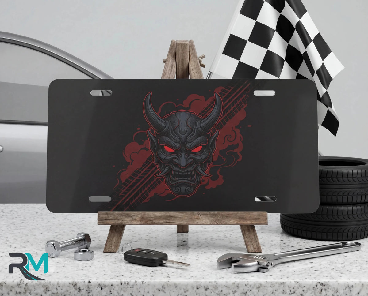 Demon Skull Red Eyes Vanity Plate - Road Muse