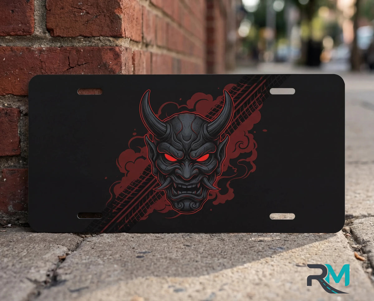 Demon Skull Red Eyes Vanity Plate - Road Muse