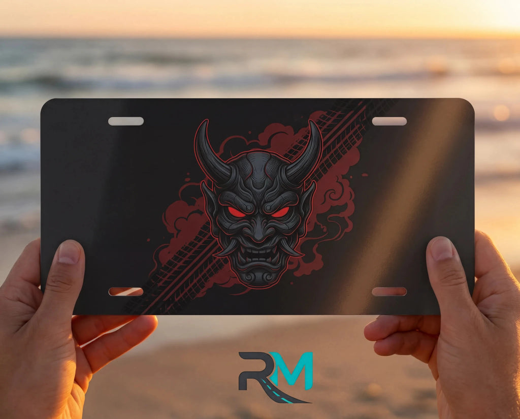 Demon Skull Red Eyes Vanity Plate - Road Muse