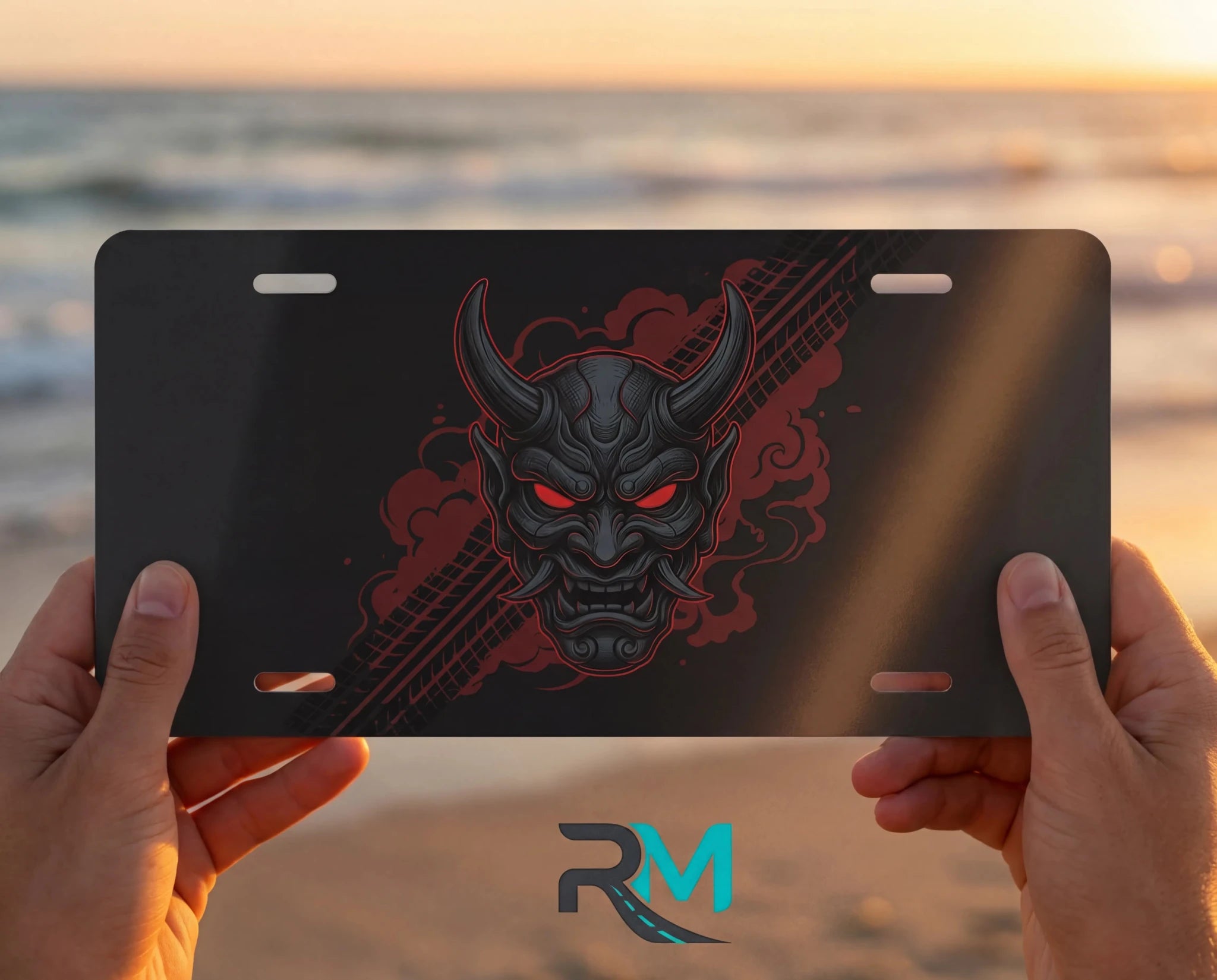 Demon Skull Red Eyes Vanity Plate - Road Muse