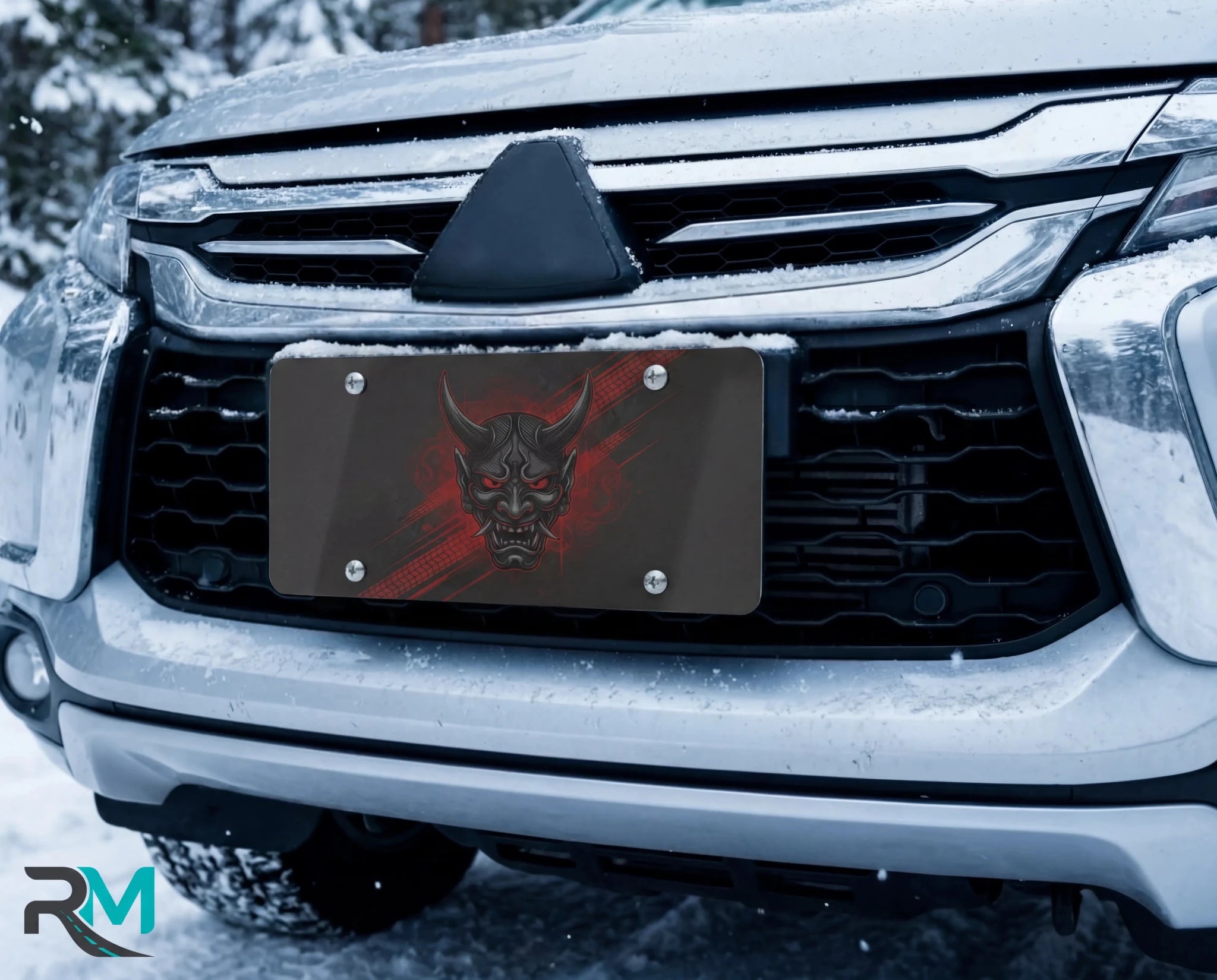 Demonic Oni Mask Vanity Plate - Road Muse