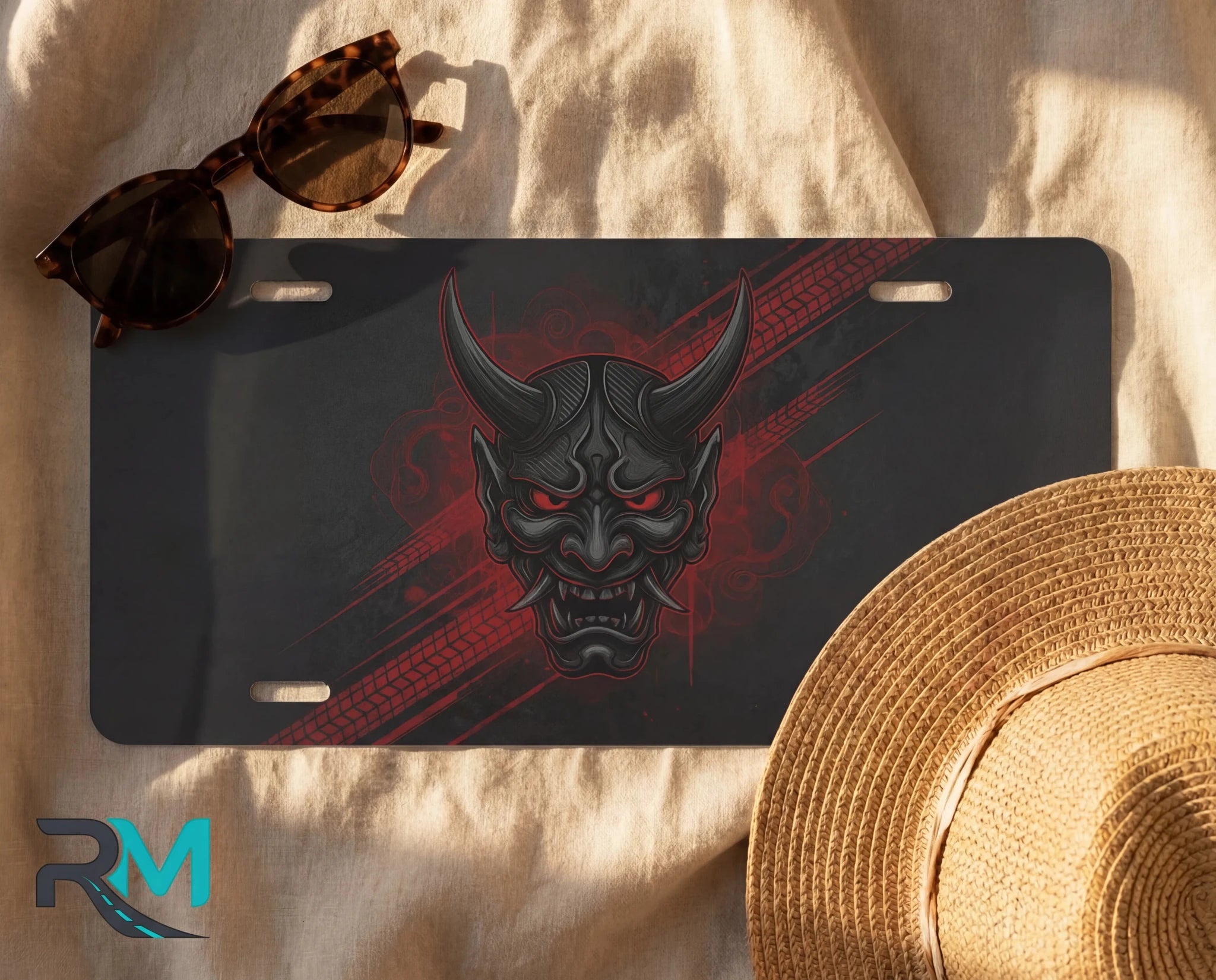 Demonic Oni Mask Vanity Plate - Road Muse