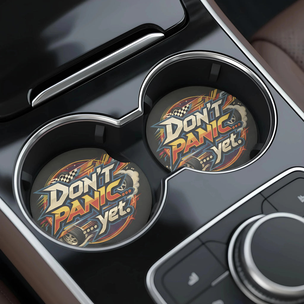 Don't Panic Yet Car Coasters Set - Road Muse