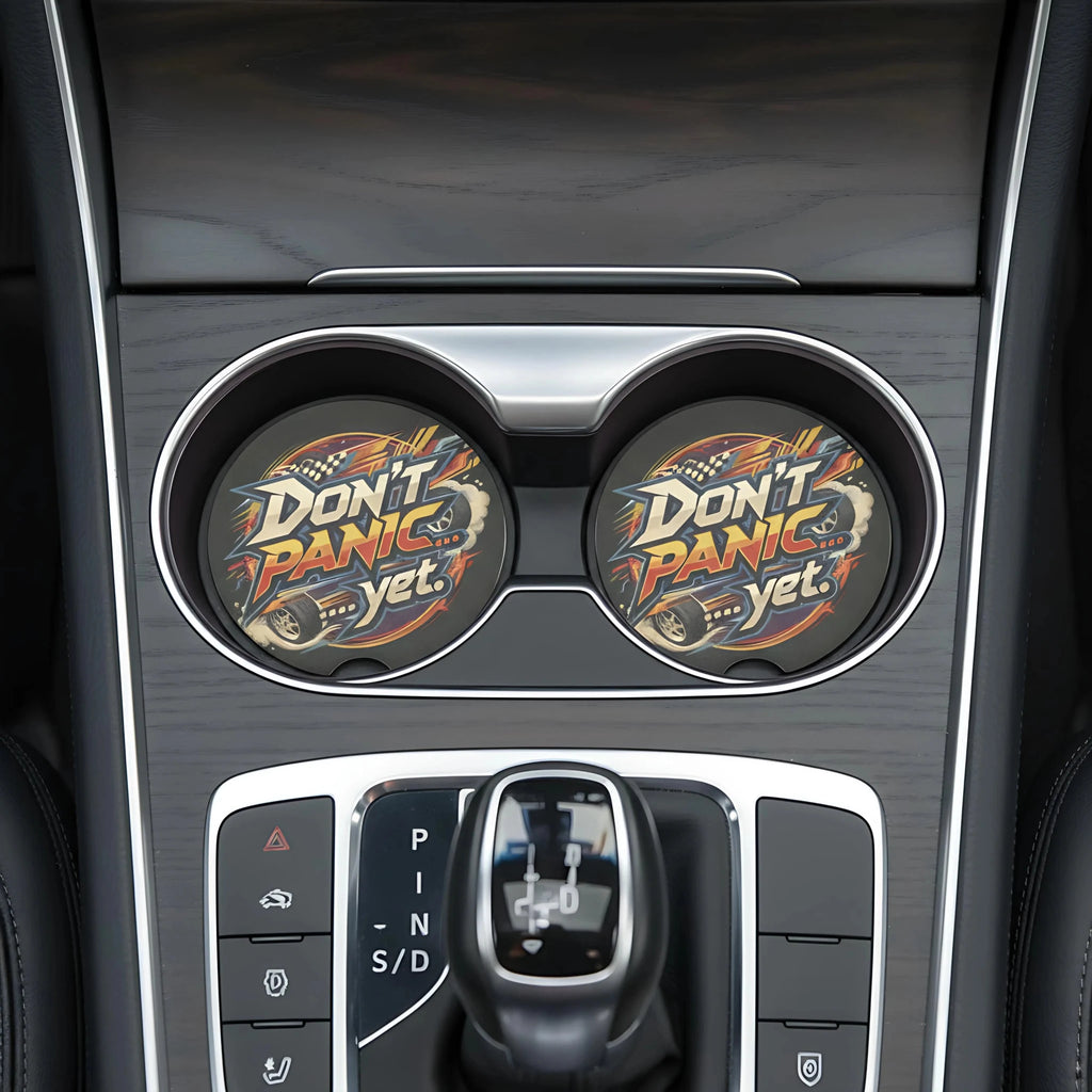 Don't Panic Yet Car Coasters Set - Road Muse