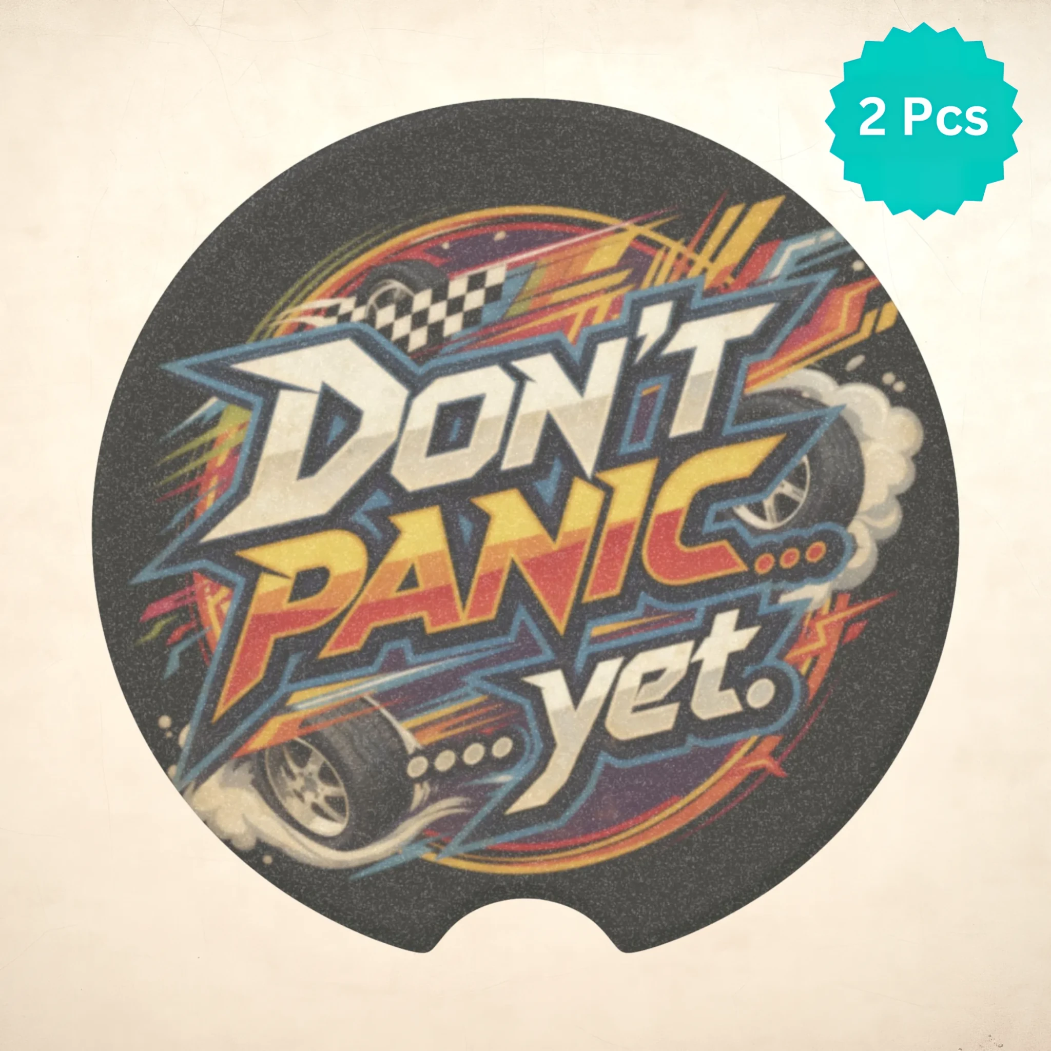 Don't Panic Yet Car Coasters Set - Road Muse