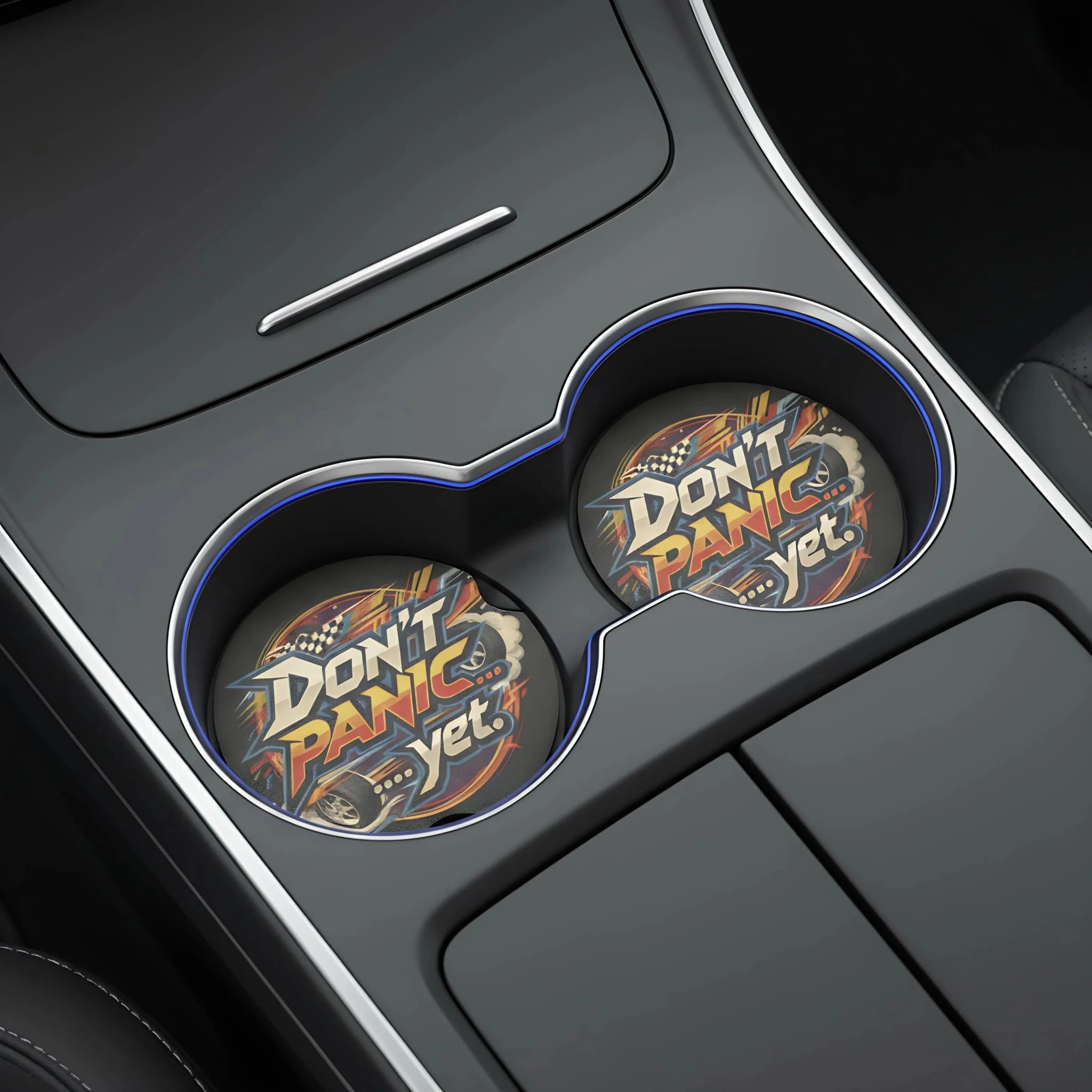 Don't Panic Yet Car Coasters Set - Road Muse