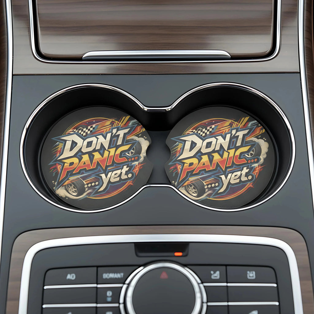 Don't Panic Yet Car Coasters Set - Road Muse