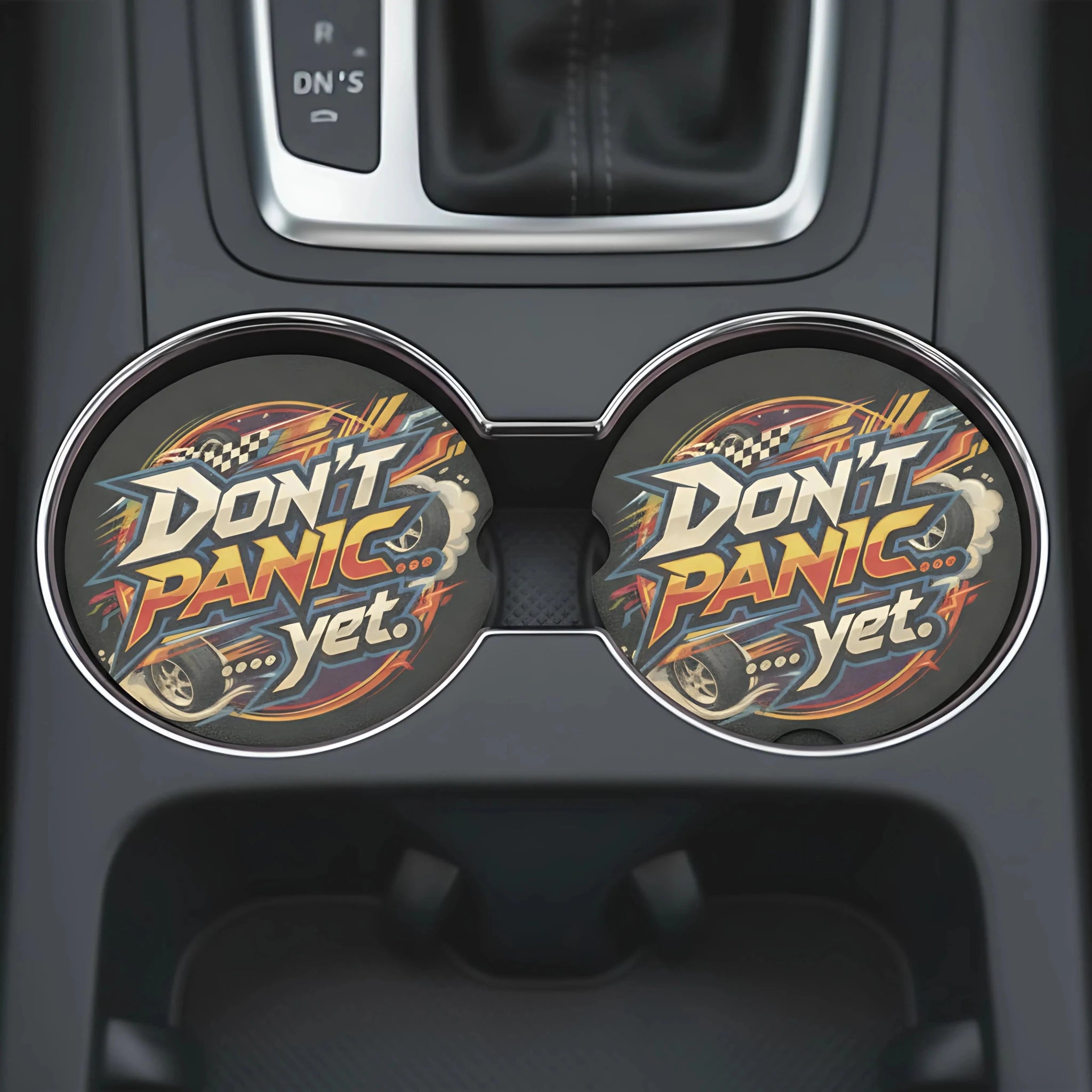 Don't Panic Yet Car Coasters Set - Road Muse