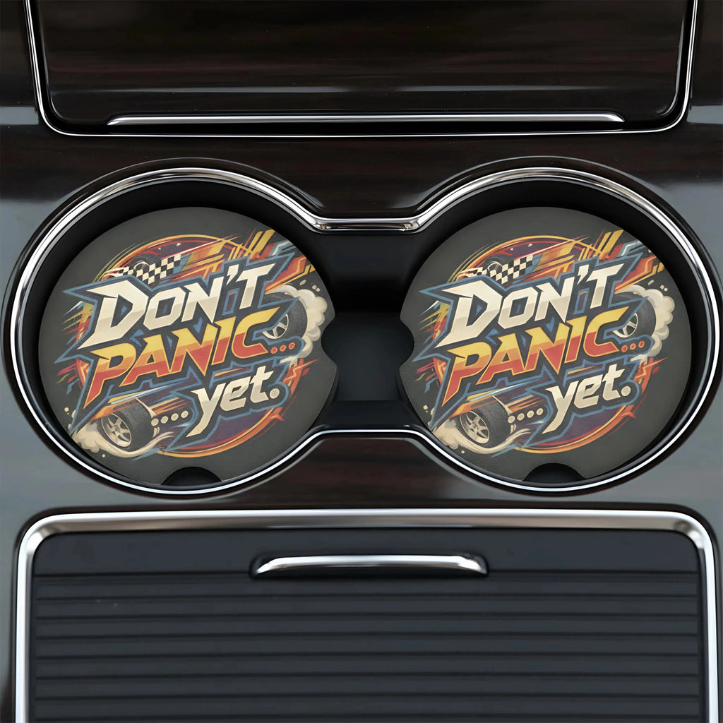 Don't Panic Yet Car Coasters Set - Road Muse