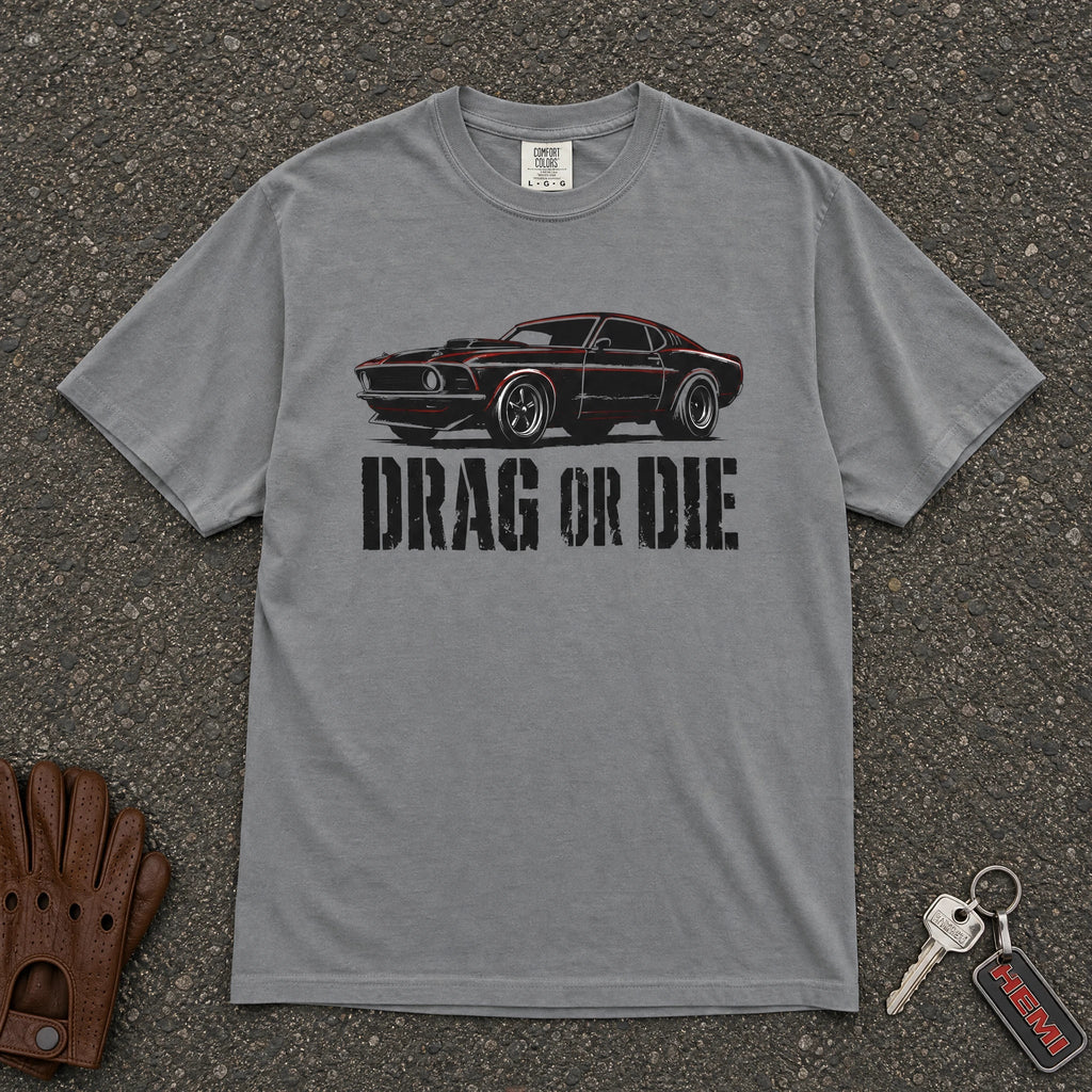 Drag or Die Vintage Muscle Car Tee - Road Muse