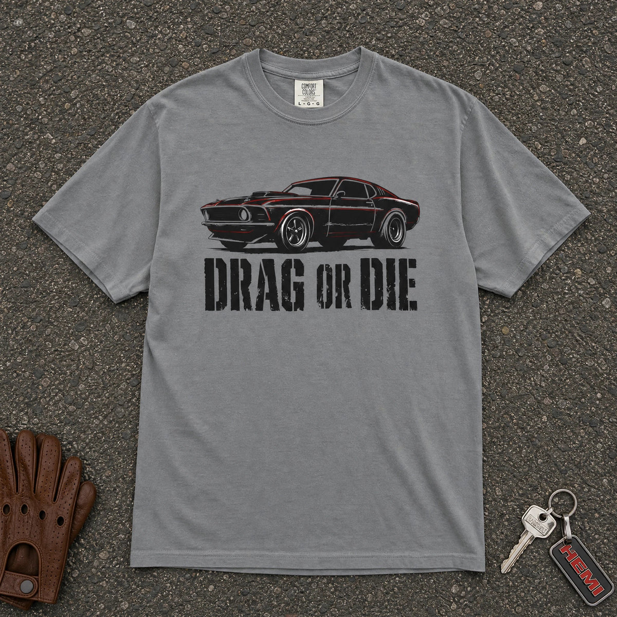 Drag or Die Vintage Muscle Car Tee - Road Muse