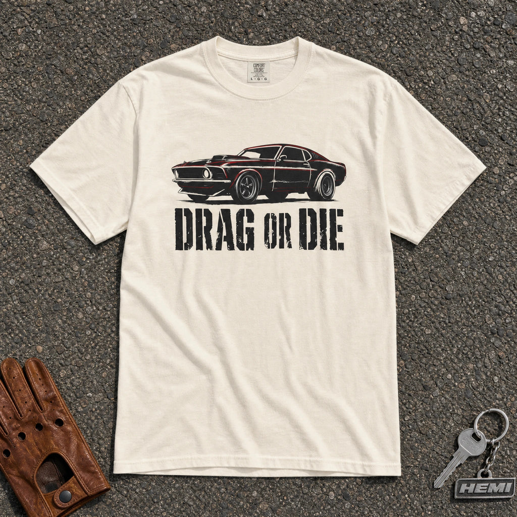 Drag or Die Vintage Muscle Car Tee - Road Muse